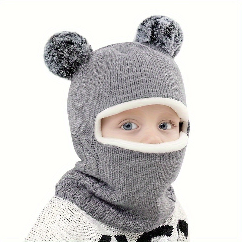 Winter Baby Warm Knitted Hat 2 in 1 Neck Gaiter Ear Protection Boys Girls