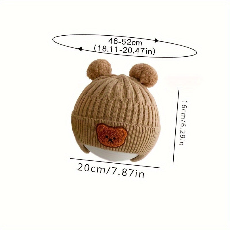 Winter Baby Beanie Bear Ear Protection Knitted Hat Boys Girls Warm Hat