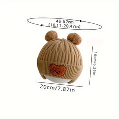Winter Baby Beanie Bear Ear Protection Knitted Hat Boys Girls Warm Hat
