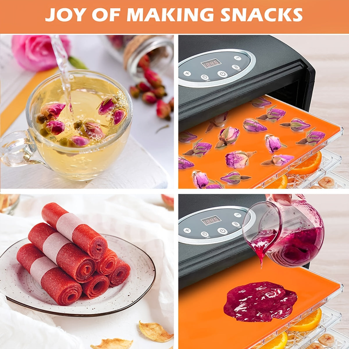 4pcs Silicone Dish Drying Mats Set with Scraper