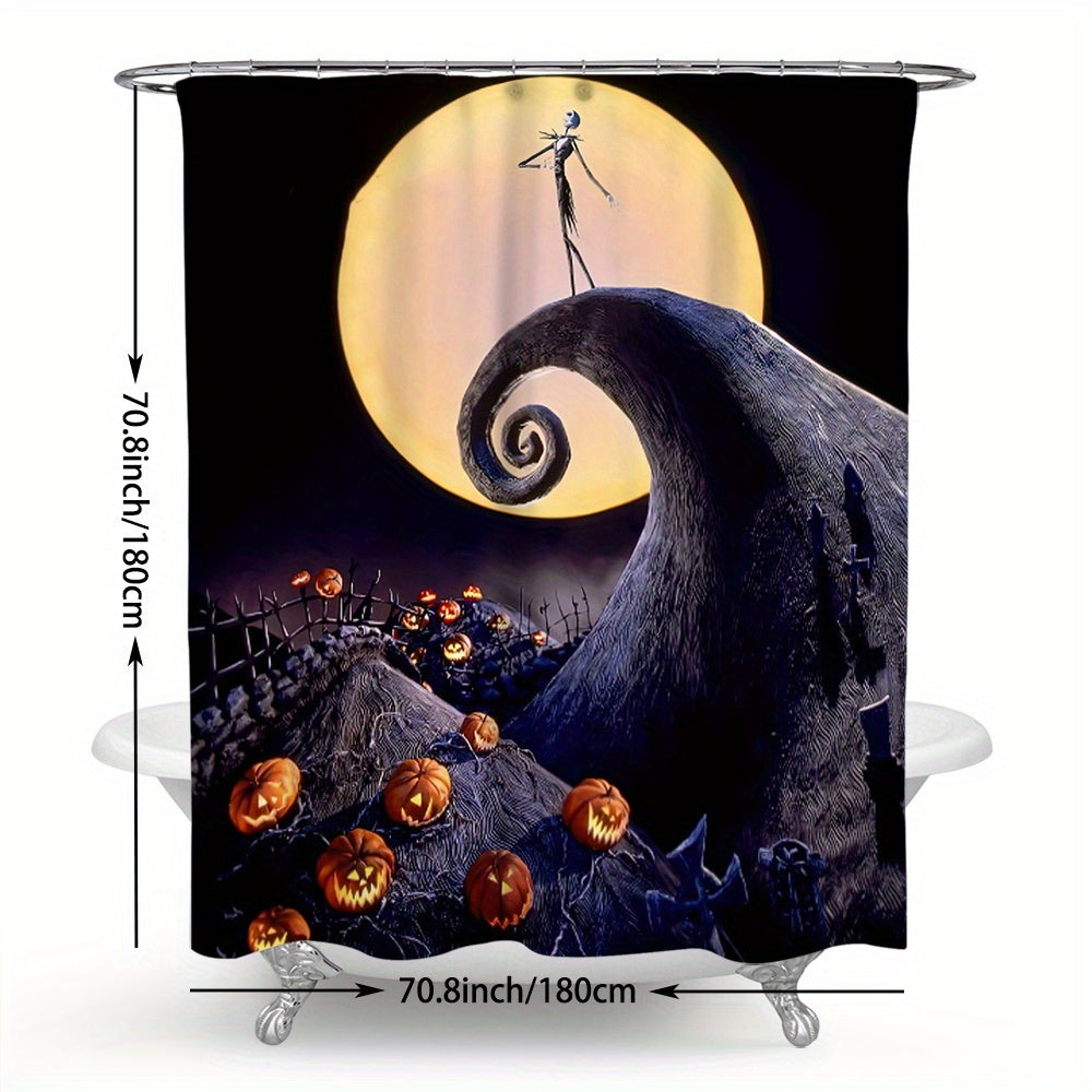 Halloween Pumpkin Bathroom Shower Curtain Waterproof Hand Washable