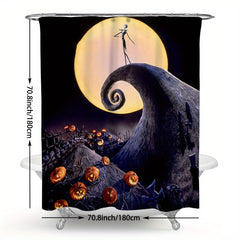 Halloween Pumpkin Bathroom Shower Curtain Waterproof Hand Washable