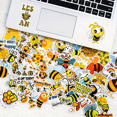 50pcs Bee Water Bottle Stickers Vinyl Waterproof Stickers for Laptop Skateboard