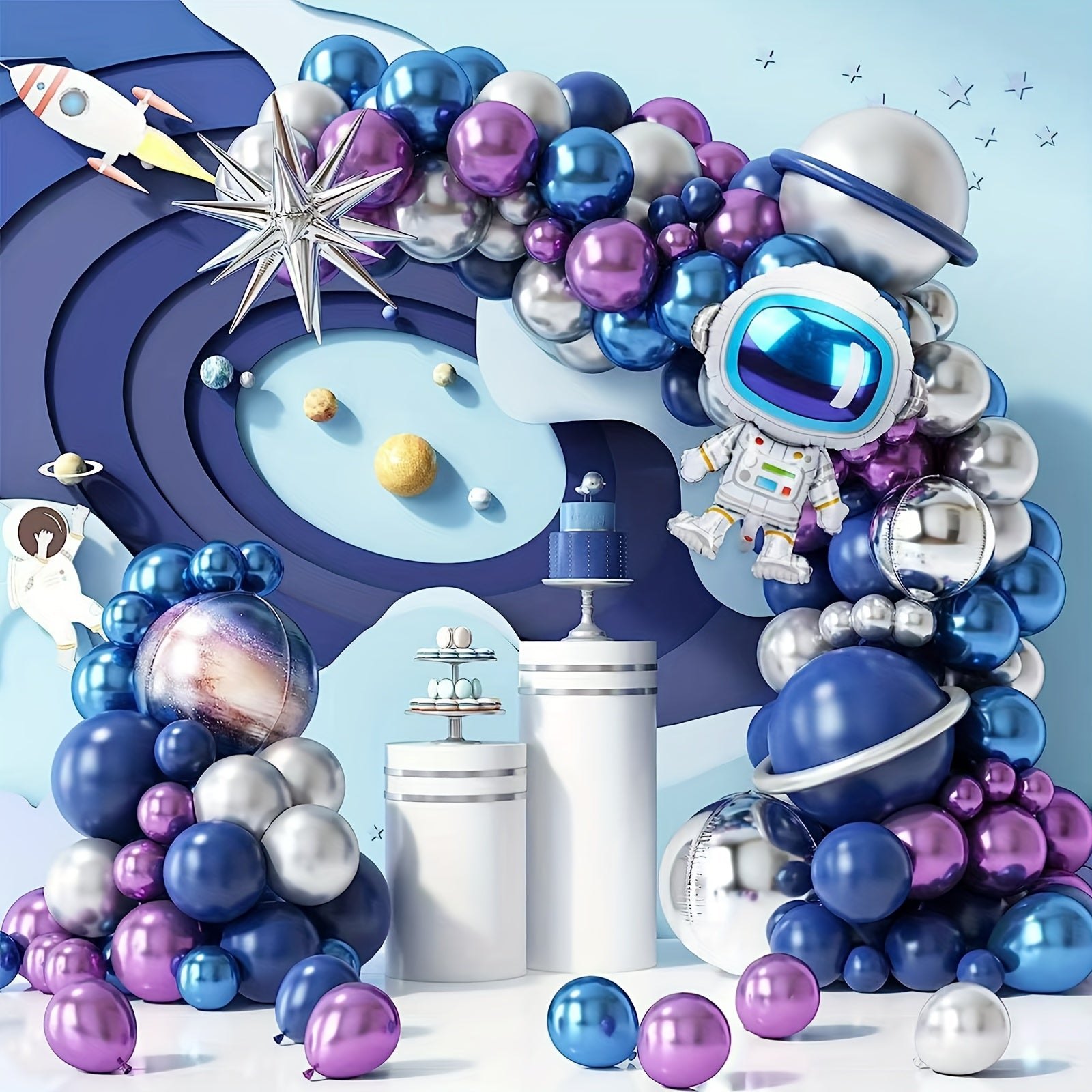 Space Astronaut Purple Balloon Set Birthday Balloon Set - Achieve Space Dream