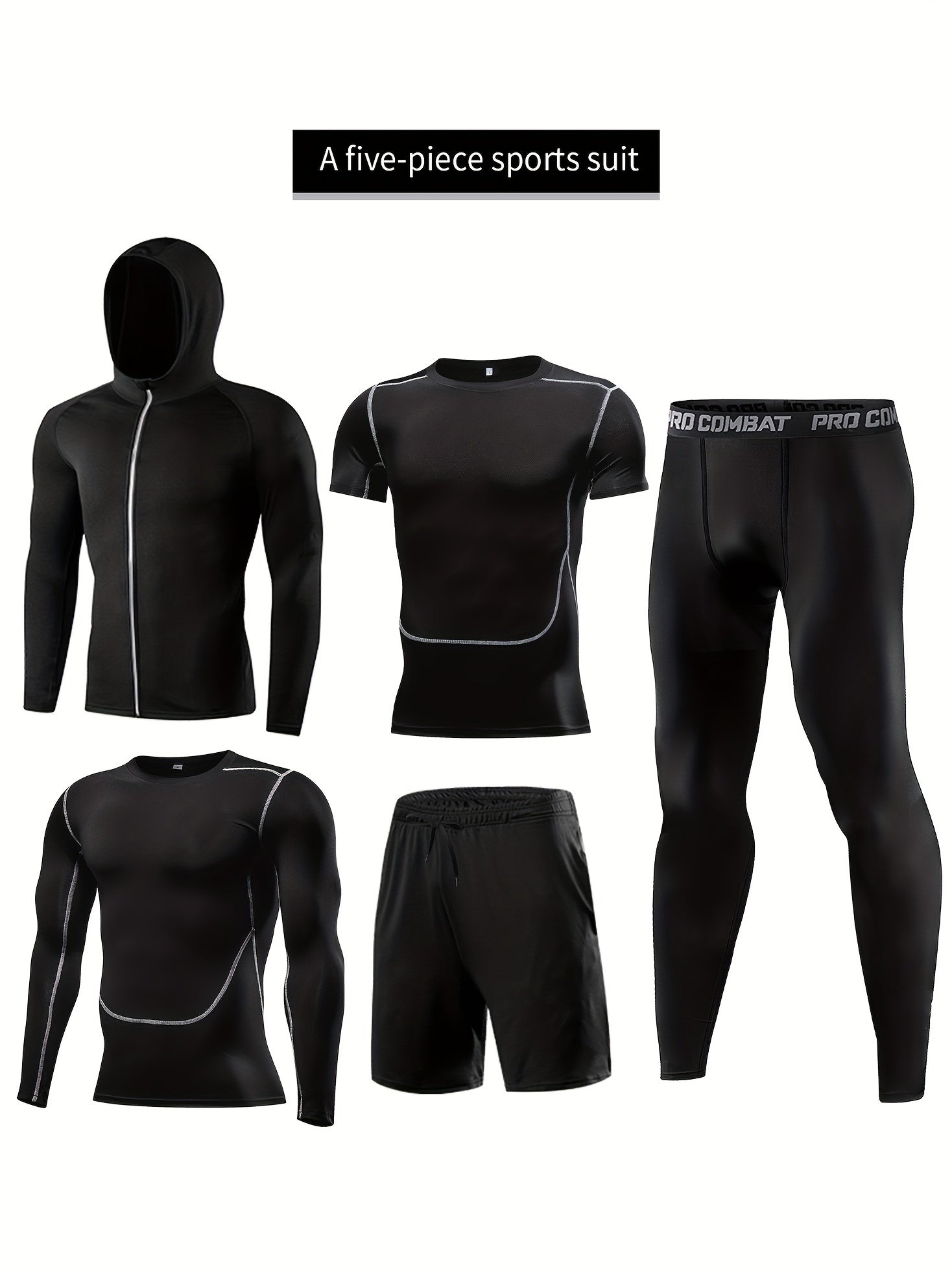 Men's Compression Suit Long Pants Long sleeved Shirt Sports Shorts