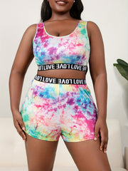 Tie Dye Contrast Tank Bra & Shorts Underwear Set