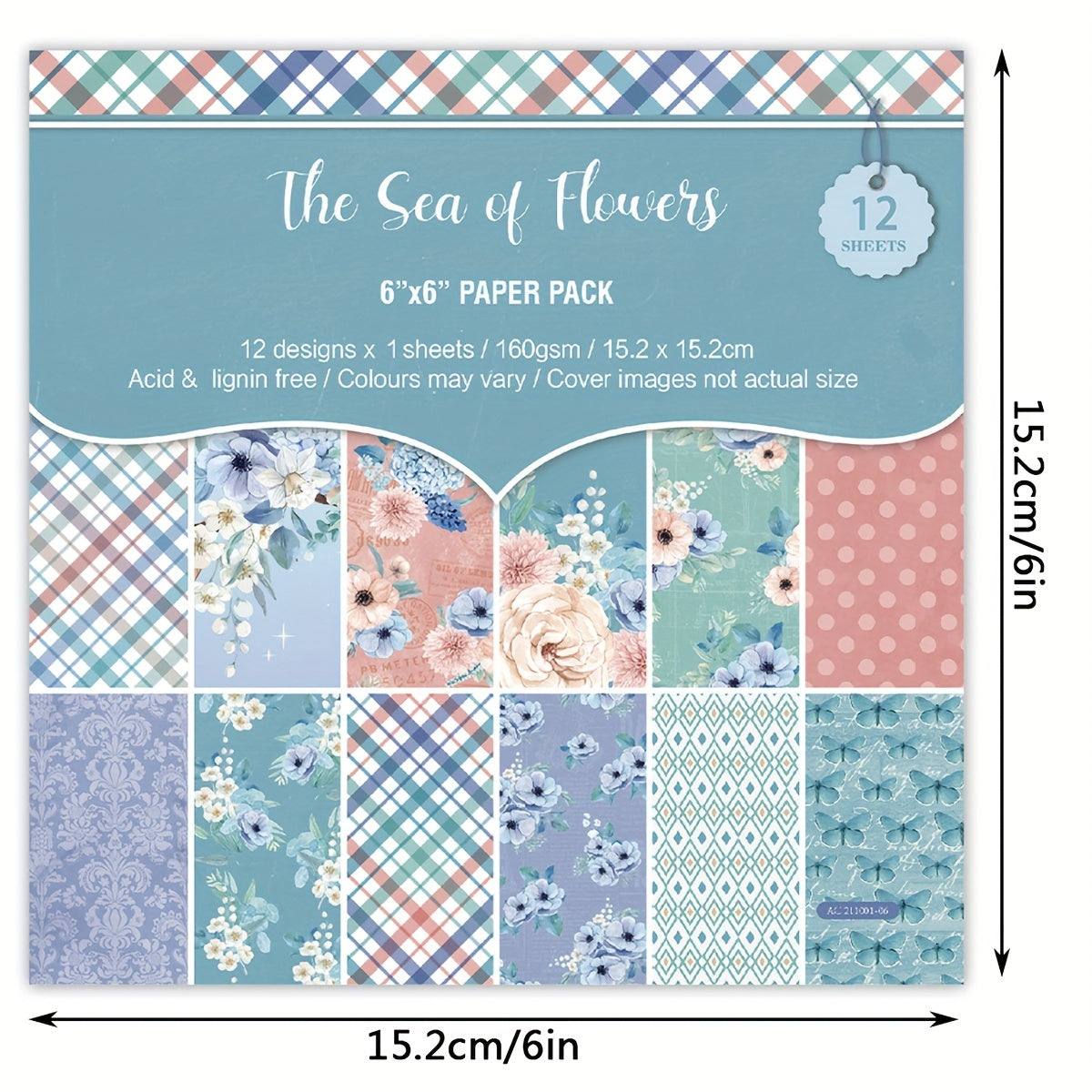 12pcs Vintage Flower Pattern Paper 6 6in DIY Scrapbook Material