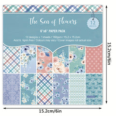 12pcs Vintage Flower Pattern Paper 6 6in DIY Scrapbook Material