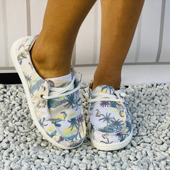 Women's Coconut Tree Boat Shoes Anti Slip Casual Walking Shoes