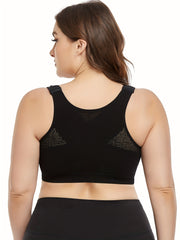 Front Closure Wireless Sports Bra Adjustable Strap Seamless Elastic Yoga Fitness