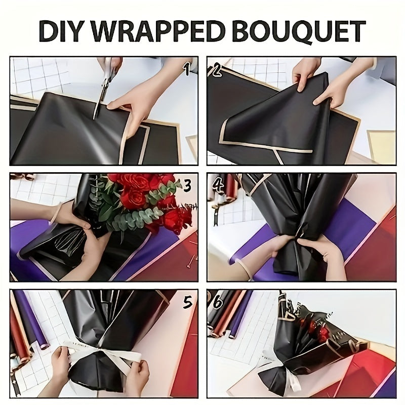 Flower Wrapping Paper Golden Edge Jelly Film Bouquet Packaging