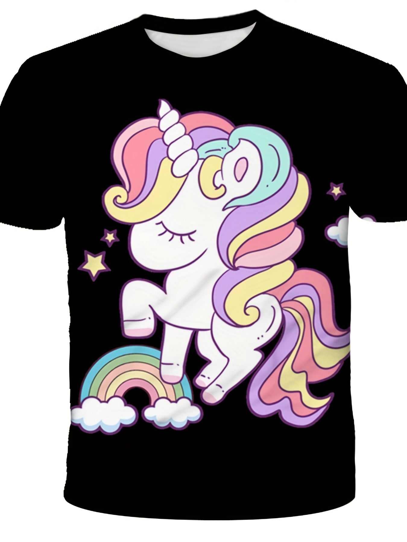 Rainbow Pony T Shirt for Girls 3D Print Short Sleeve Tee