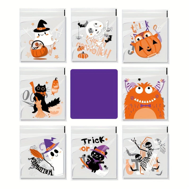 100pcs Halloween Gift Bags Ghost Party Candy Packaging Ziplock Bag