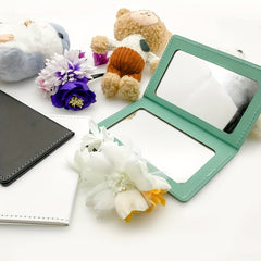 PU Leather Makeup Mirror Double sided Portable Folding Mirror