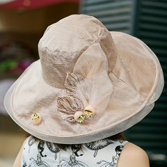 Wide Brim Flower Sun Hat UV Protection Lightweight Bucket Hat