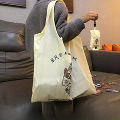 5pcs Folding Cloth Shopping Bag - Large Capacity Supermarket Tote B