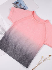 Gradient Cropped Short Sleeve T Shirt