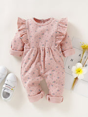 Infant Girl's Floral Print Romper Long Sleeve Bodysuit