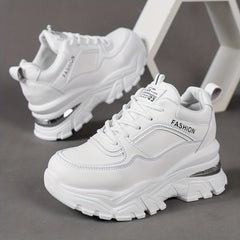 Women's Solid Platform Sneakers Lace Up Low Top Non slip Shoes