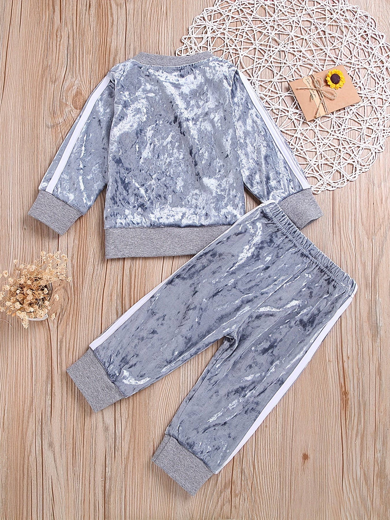 Velvet Baby Set Pullover Top Pants Spring Autumn 2pcs