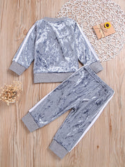 Velvet Baby Set Pullover Top Pants Spring Autumn 2pcs