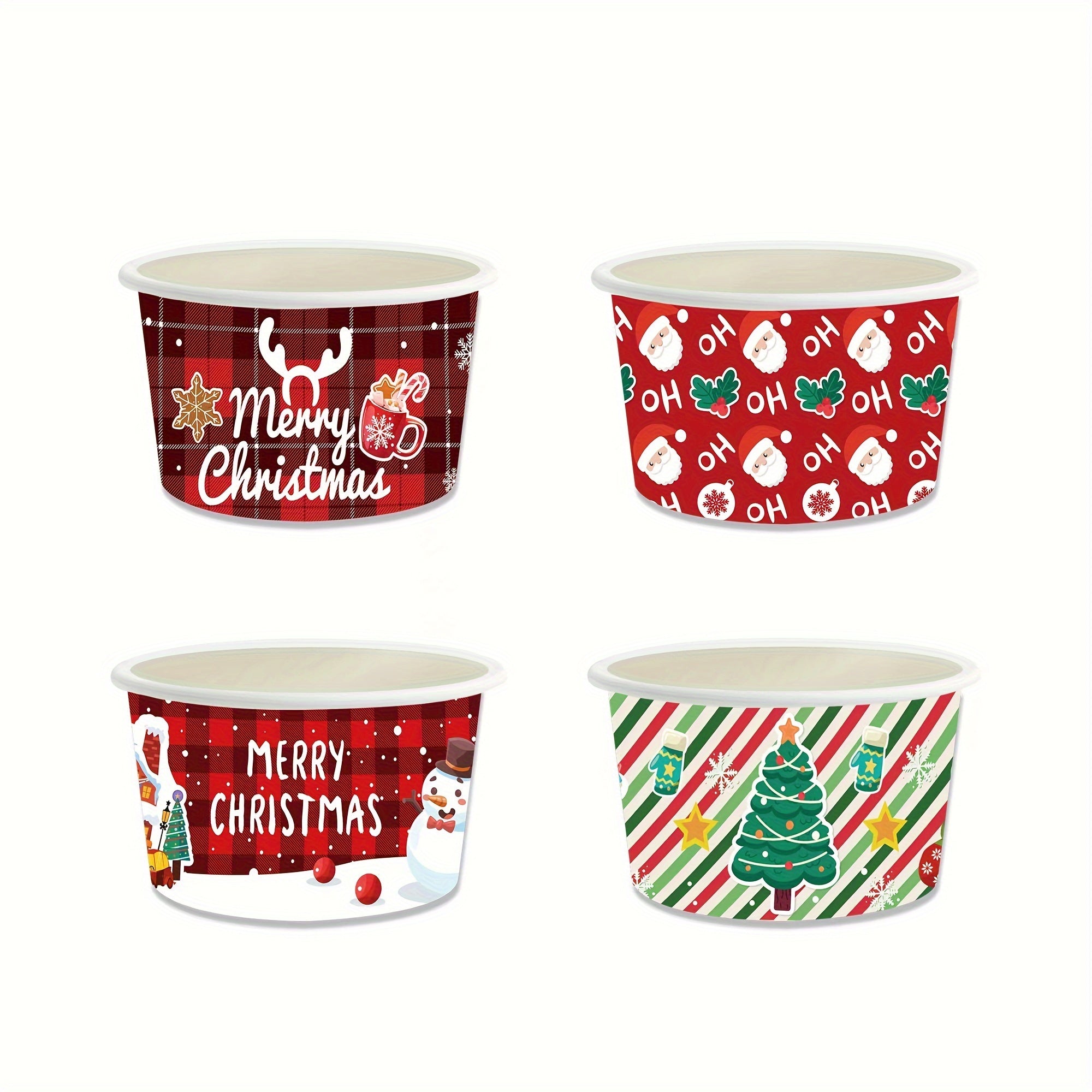 24 Christmas Treats Disposable Paper Bowls Ice Cream Bowls Christmas Decoration