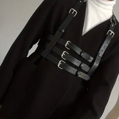 Men's PU Leather Suspender Harness Belt for Suit Shirt