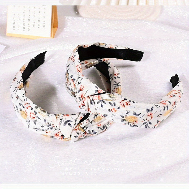 Floral Print Women Headband Wide Cloth Hairband Vintage Hair Accessories