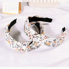 Floral Print Women Headband Wide Cloth Hairband Vintage Hair Accessories