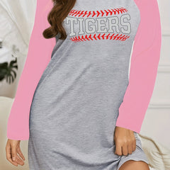 Letter Print Raglan-Sleeve Nightdress