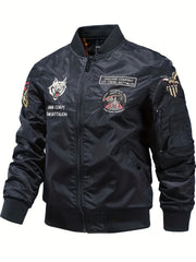 Men's Slim Fit Sports Jacket Embroidered Motorcycle Jacket