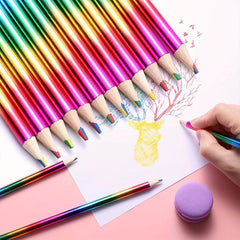 12pcs DIY Rainbow Fun Pen Creative Coloring Stationery Pencil Set