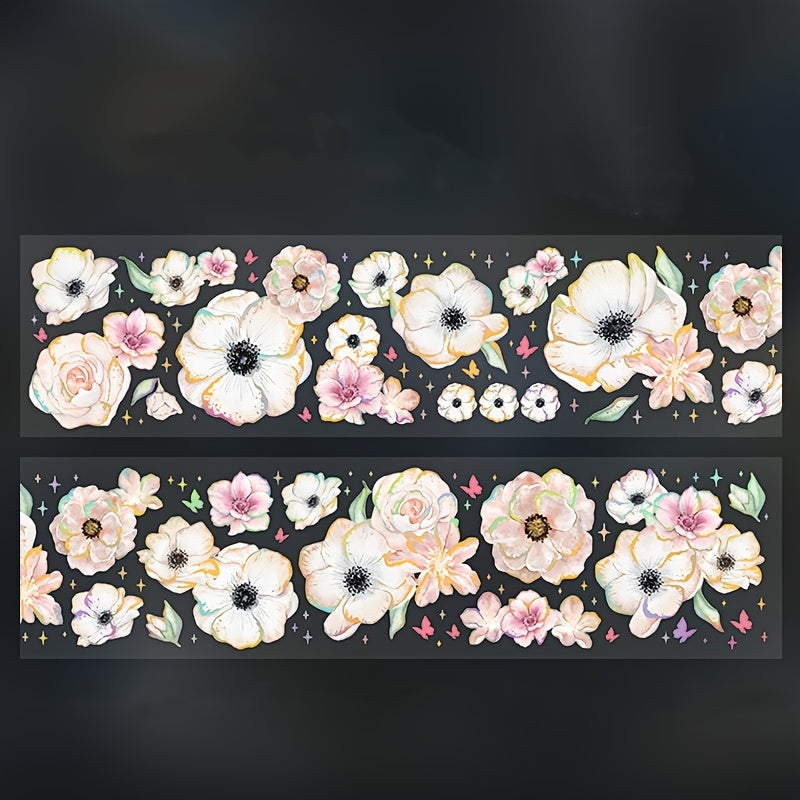 DIY Circulation Sticker 3D Flower Tape Golden Laser 78.74in Yo yo Small Flower