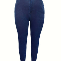Women's Plus Solid Button Fly High Rise High Stretch Skinny Jeans