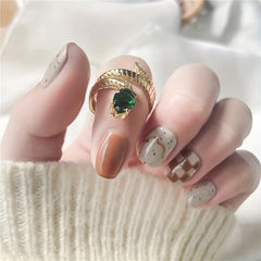 Snake Brass CZ Inlaid Ring Golden Finger Jewelry Decor