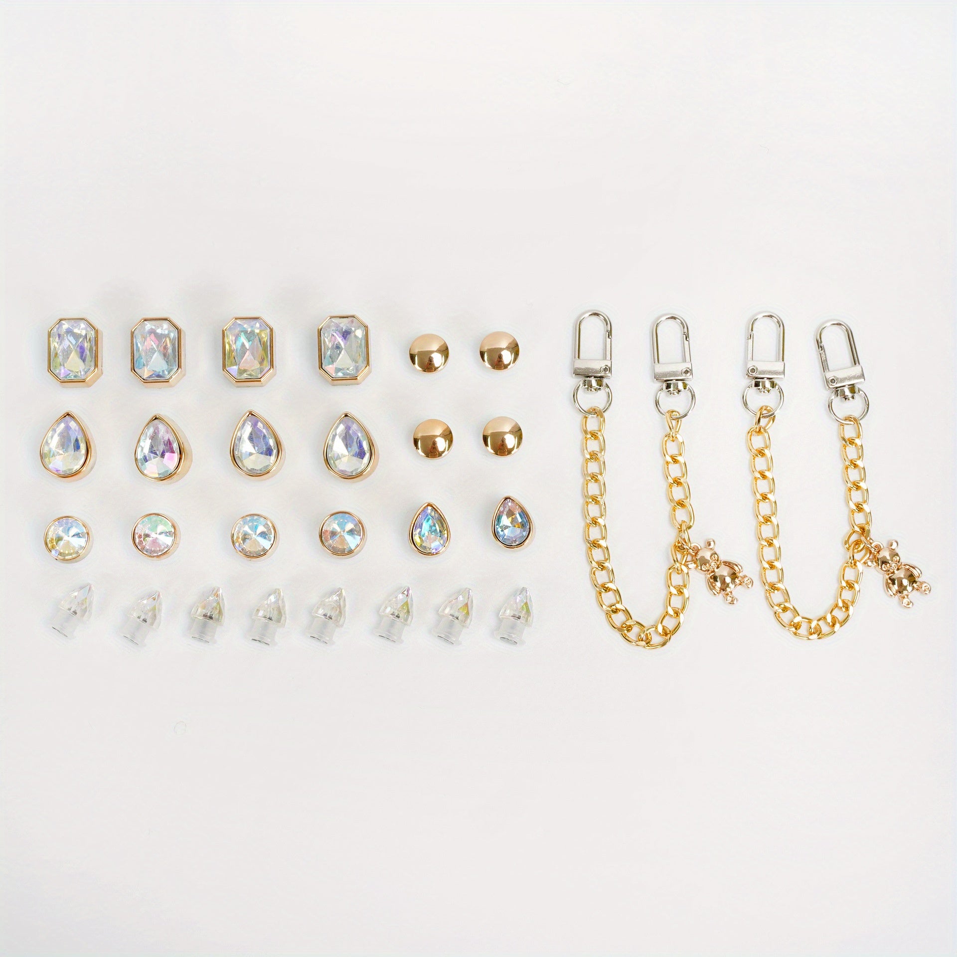 28 PCS Faux Crystal Bear Rhinestones Shoe Charms - Shoe Decoration Accessories