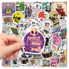 50pcs Skull Reading Series Stickers Helmet Skateboard Waterproof DIY Decoration