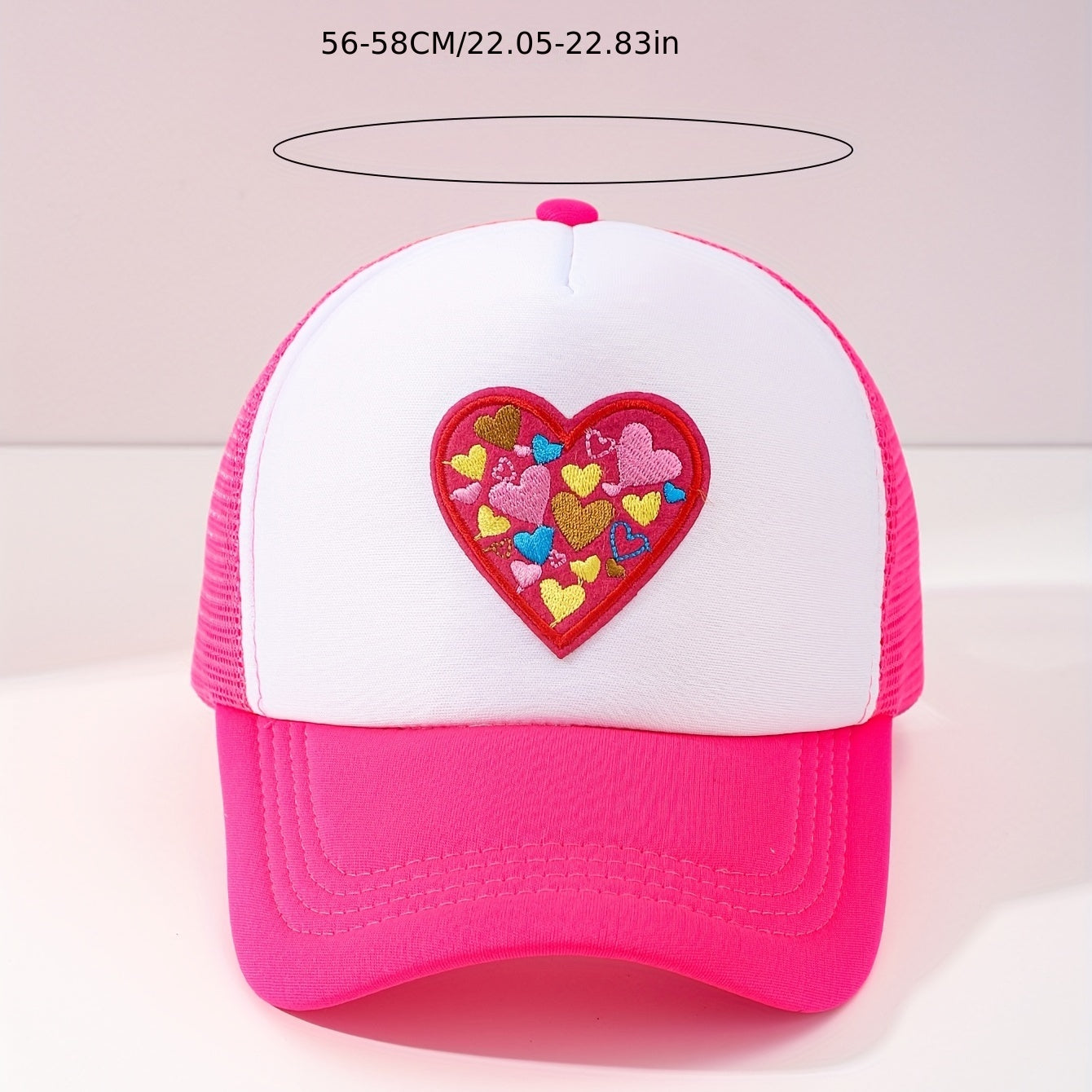 Heart Embroidered Mesh Baseball Cap For Couple