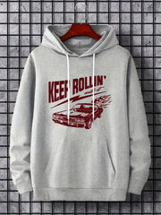 Rollin Print Hoodie Men Graphic Hooded Pullover Kangaroo Pocket