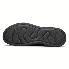 CLOHOO Men's Leather Hook And Loop Outdoor Loafer Shoes