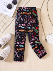 Girls' Graffiti Style Leggings for Spring Fall