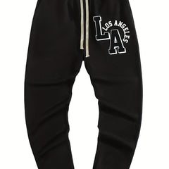 Men's Letter Print Joggers Casual Loose Fit High Stretch Waist Pants