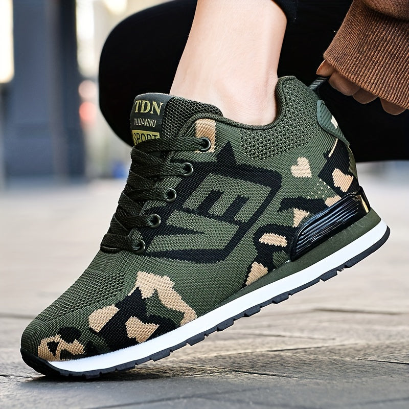 Women's Camo Sneakers Knitted Letter Non Slip Outdoor Shoes