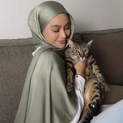 Satin Silk Hijab Shawl Women Veil Ramadan Head Wraps Headscarves Solid Bonnet