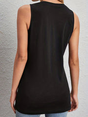 Graphic Print Tank Top Crew Neck Sleeveless Top Women's Clothing