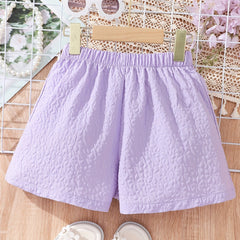 Girls' Casual Elastic Waist Textured Summer Shorts