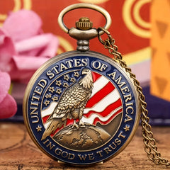 Vintage Bronze American Pocket Watch Necklace Pendant For Children