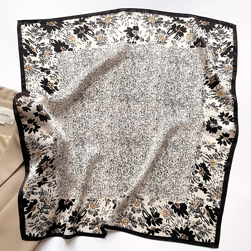 Dotted Flower Bandana Satin Square Scarf Neckerchief