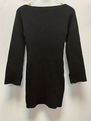 Boat Neck Sweater Dress Long Sleeve Bodycon Knitted Dress