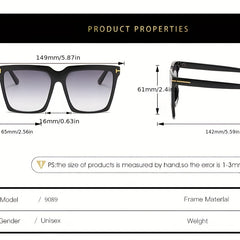 Large Square Sunglasses For Women Men Gradient Glasses UV400